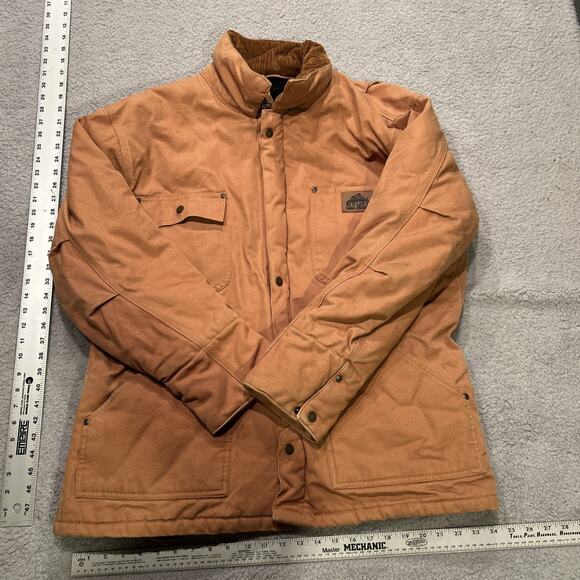 Vintage Old Mill Men's Full Zip Canvas Chore Jacket Tan Size L Lined Workwear - Picture 1 of 8